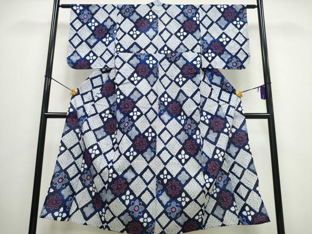 平和屋着物∴夏物　浴衣　有松鳴海絞り　花菱文　綿　逸品　CAAW0894ng