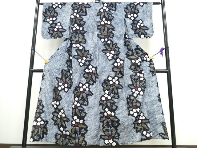 平和屋着物∴夏物　浴衣　有松鳴海絞り　草花文　綿　逸品　CAAW0904ng