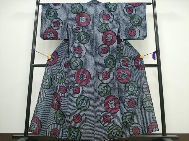 平和屋着物∴夏物　浴衣　有松鳴海絞り　番傘　綿　逸品　CAAW0909ng