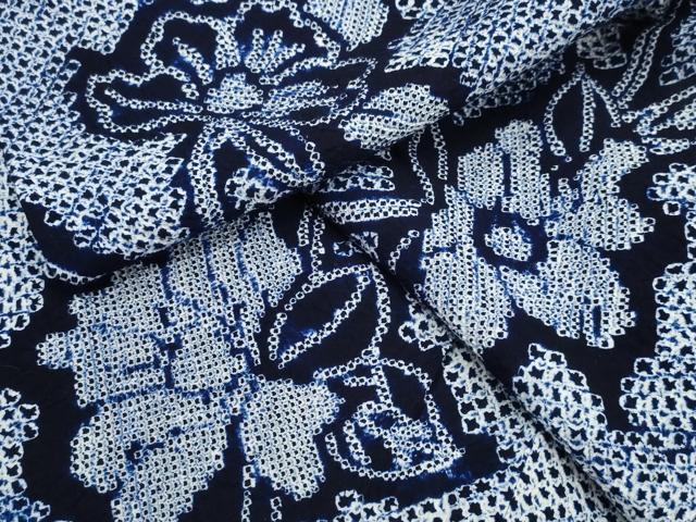 平和屋着物∴夏物　浴衣　有松鳴海絞り　枝牡丹　綿　逸品　CAAW0919ng