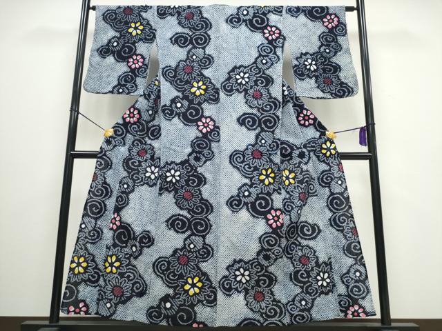 平和屋着物∴夏物　浴衣　有松鳴海絞り　花唐草文　綿　逸品　CAAW0920ng