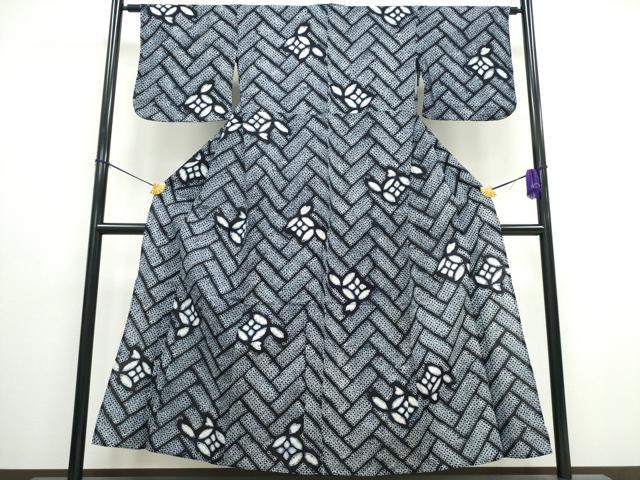 平和屋着物∴夏物　浴衣　有松鳴海絞り　檜垣七宝文　綿　逸品　CAAW0921ng