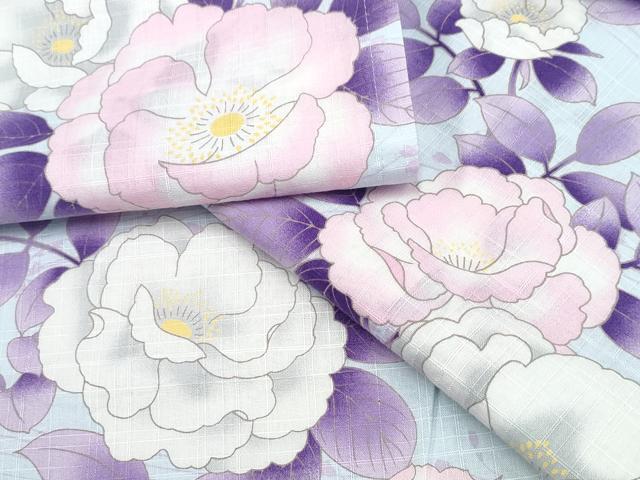 平和屋着物∴夏物　浴衣　枝牡丹　綿　逸品　CAAW0937ng
