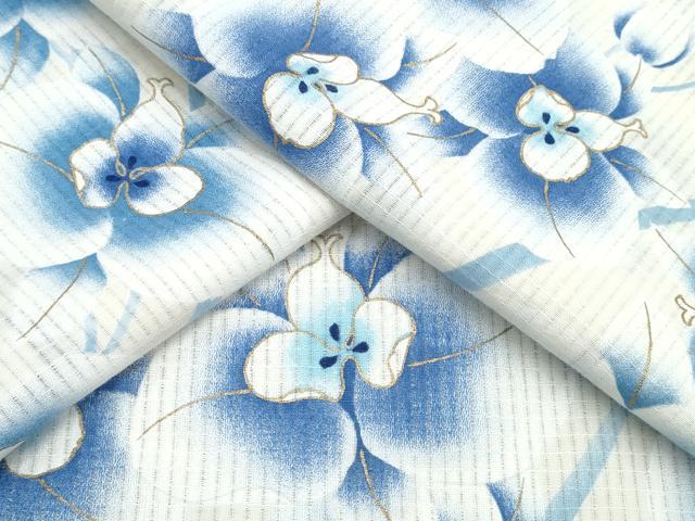 平和屋着物∴夏物　浴衣　胡蝶蘭　金彩　綿　逸品　CAAW0942ng