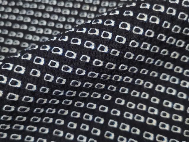 平和屋着物∴夏物　男性　浴衣　有松鳴海絞り　黒地　綿　逸品　CAAW0970ng_5