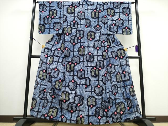 平和屋着物∴夏物　浴衣　有松鳴海絞り　舞蝶文　綿　逸品　CAAW0976ng