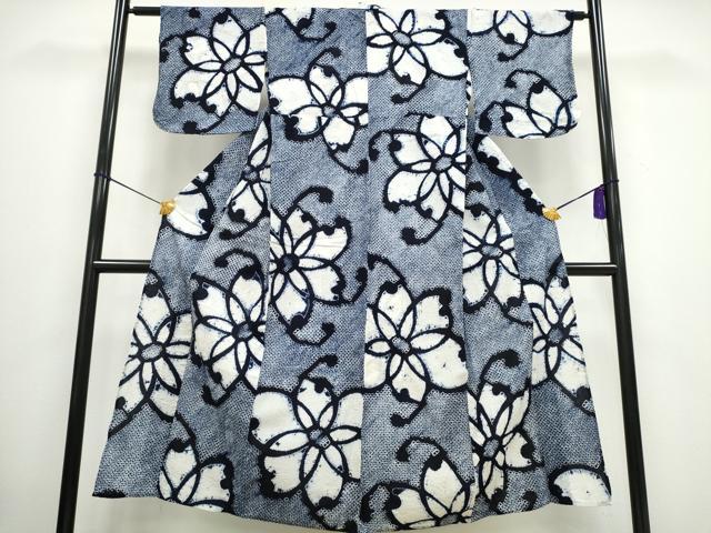 平和屋着物∴夏物　浴衣　有松鳴海絞り　舞花文　綿　逸品　CAAW0987ng