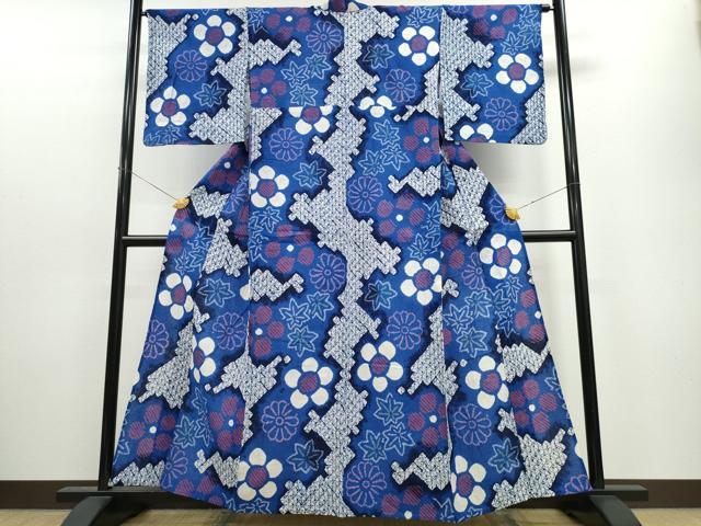 平和屋着物∴夏物　浴衣　有松鳴海絞り　舞花文　綿　逸品　CAAW1012ng