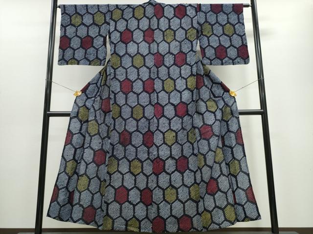 平和屋着物∴夏物 浴衣 有松鳴海絞り 亀甲文様 綿 逸品 CAAW1024ngの