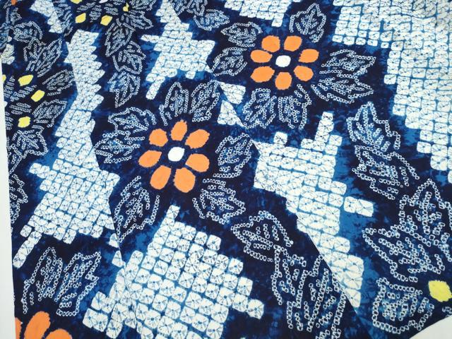 平和屋着物∴夏物 浴衣 有松鳴海絞り 菊文 綿 逸品 CAAW1033ng