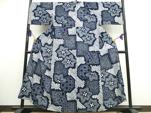 平和屋着物∴夏物　浴衣　有松鳴海絞り　色紙重ね吉祥花文　綿　逸品　CAAW1042ng