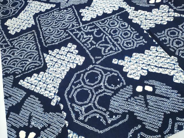 平和屋着物∴夏物 浴衣 有松鳴海絞り 色紙重ね吉祥花文 綿 逸品