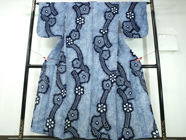 平和屋着物∴夏物　浴衣　有松鳴海絞り　立波舞花文　綿　逸品　CAAW1071ng