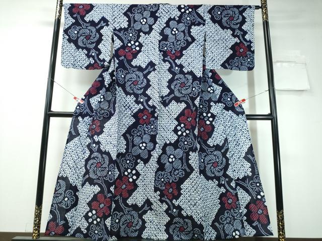 平和屋着物∴夏物　浴衣　有松鳴海絞り　枝捻じ梅文　綿　逸品　CAAW1073ng