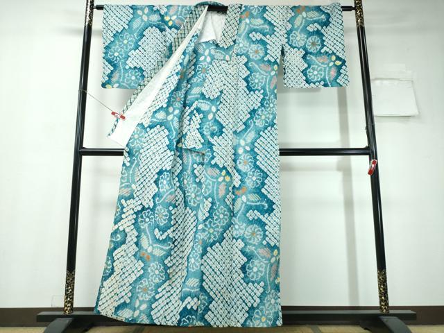 平和屋着物∴夏物 浴衣 有松鳴海絞り 舞蝶菊文 綿 逸品 CAAW1082ng