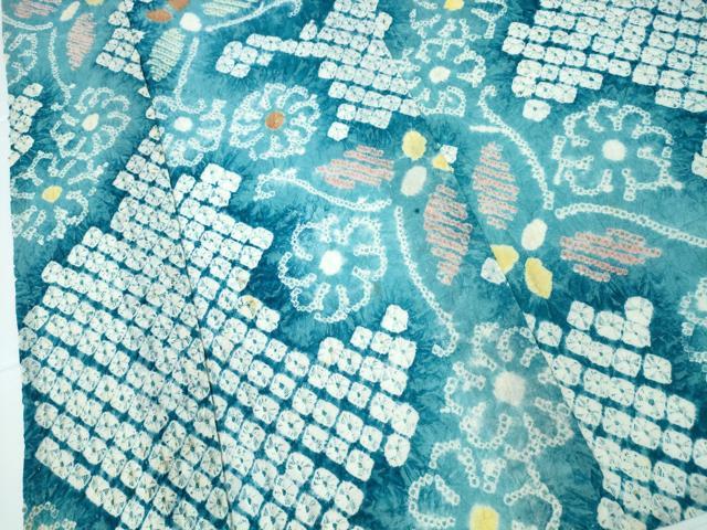 平和屋着物∴夏物　浴衣　有松鳴海絞り　舞蝶菊文　綿　逸品　CAAW1082ng 平和屋着物∴夏物 浴衣 有松鳴海絞り 舞蝶菊文 綿 逸品 CAAW1082ng