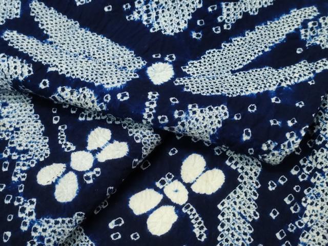 平和屋着物∴夏物　浴衣　有松鳴海絞り　蜻蛉　トンボ　流水文　綿　逸品　CAAW1096ng