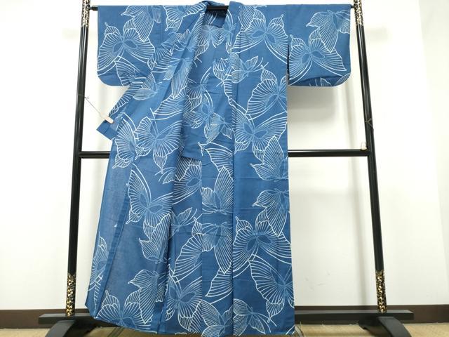 平和屋着物∴夏物　浴衣　綿紅梅　舞蝶文　綿　逸品　CAAW1107ng_1