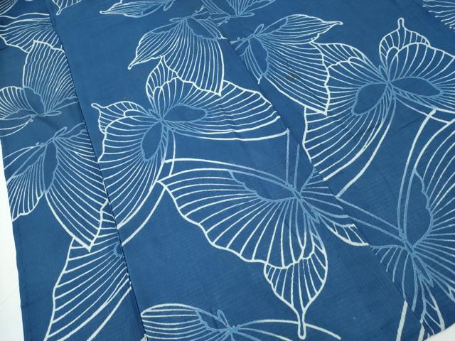 平和屋着物∴夏物　浴衣　綿紅梅　舞蝶文　綿　逸品　CAAW1107ng_2