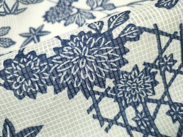 平和屋着物∴夏物　浴衣　綿紅梅　型染め　籬松竹梅菊文　綿　逸品　CAAW1119ng 平和屋着物∴夏物 浴衣 綿紅梅 型染め 籬松竹梅菊文 綿 逸品