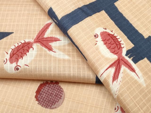 平和屋着物∴夏物　浴衣　綿紅梅　金魚　逸品　CAAW1121ng