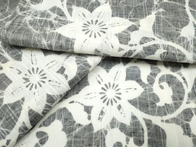 平和屋着物∴夏物　浴衣　型染め　花唐草文　綿　逸品　CAAW1128ng