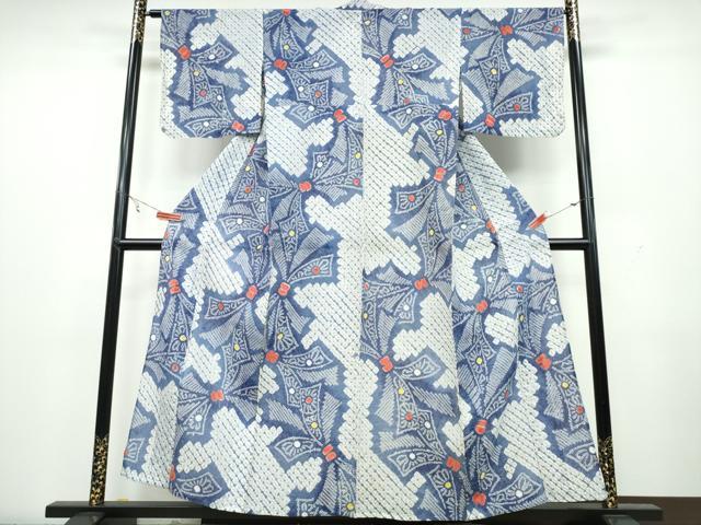 平和屋着物∴夏物 浴衣 有松鳴海絞り 束ね熨斗 綿 逸品 CAAW1146ng