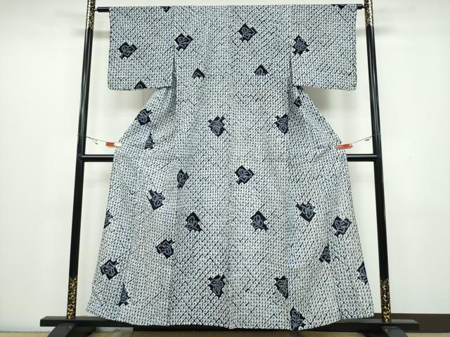 平和屋着物∴夏物　浴衣　有松鳴海絞り　蜘蛛絞り　舞葉文　綿　逸品　CAAW1153ng 平和屋着物∴夏物 浴衣 有松鳴海絞り 蜘蛛絞り 舞葉文 綿 逸品