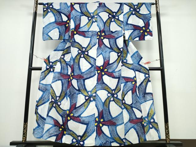 平和屋着物∴夏物　浴衣　有松鳴海絞り　吉祥花文　綿　逸品　CAAW1155ng