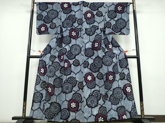 平和屋着物∴夏物　浴衣　有松鳴海絞り　亀甲舞菊文　綿　逸品　CAAW1157ng