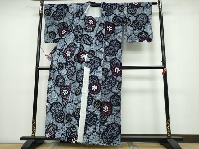 平和屋着物∴夏物　浴衣　有松鳴海絞り　菊唐草文　綿　逸品　CABD2405ng 平和屋1□夏物 浴衣 有松鳴海絞り 伝統工芸品 菊唐草文 綿