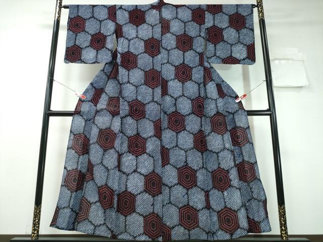 平和屋着物∴夏物　浴衣　有松鳴海絞り　亀甲吉祥文　綿　逸品　CAAW1177ng