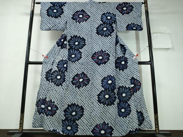 平和屋着物∴夏物　浴衣　有松鳴海絞り　舞菊文　綿　逸品　CAAW1178ng