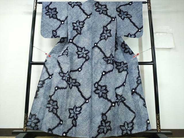 平和屋着物∴夏物　浴衣　有松鳴海絞り　枝花文　綿　逸品　未使用　CAAW1183ng