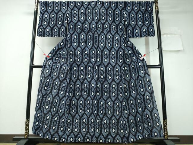 平和屋着物∴夏物　浴衣　有松鳴海絞り　幾何学文様　綿　逸品　CAAW1199ng