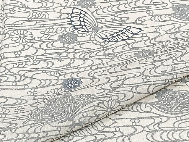 平和屋着物▽小紋 単衣 舞花文 CAAV3799dy