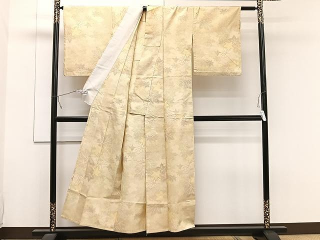 平和屋着物▽本場大島紬　単衣　薩摩結城　葉尽くし　正絹　逸品　CAAW1235xi 平和屋着物▽本場大島紬 単衣 薩摩結城 葉尽くし 正絹 逸品 CAAW1235xi