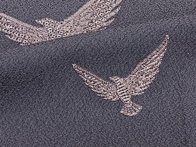 平和屋着物▽染色作家　斉藤三才　訪問着　単衣　刺繍　飛鳥文　寿光織　褐色　やまと誂製　反端付き　正絹　逸品　CAAW1265xi_4