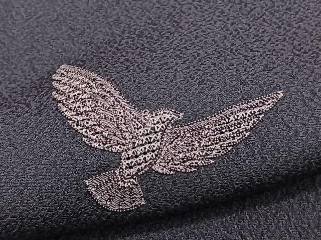 平和屋着物▽染色作家　斉藤三才　訪問着　単衣　刺繍　飛鳥文　寿光織　褐色　やまと誂製　反端付き　正絹　逸品　CAAW1265xi_3