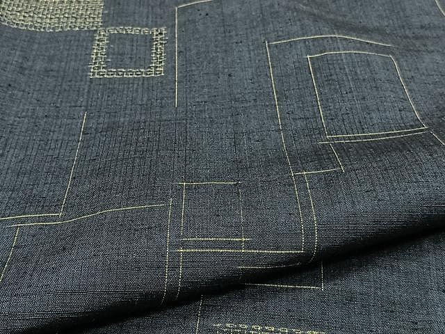 平和屋着物▽結城紬 単衣 80亀甲 幾何学文 正絹 逸品 CAAW1333xi 紬