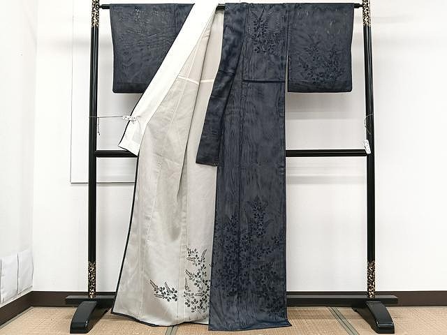 平和屋着物▽訪問着　単衣　無双　手描き　紗袷　紗×紗　草花文　金彩　正絹　逸品　CAAW1350xi_1