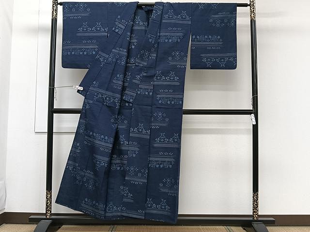 平和屋着物▽上質な紬 単衣 霞文 上代41万円 反