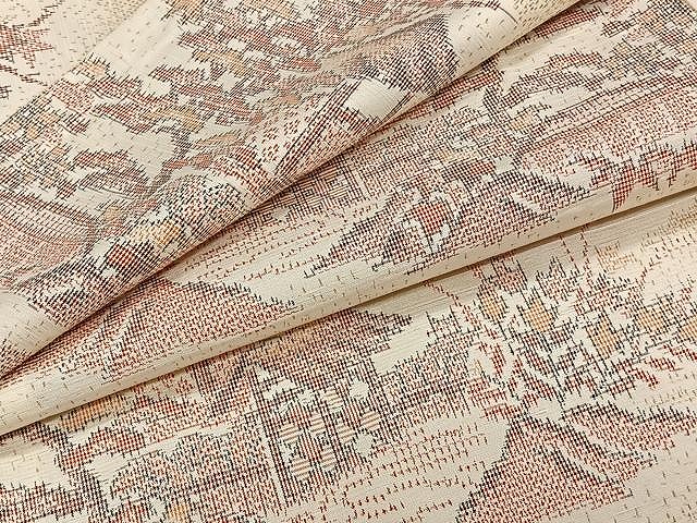 平和屋着物▽上質な紬 　単衣　風景文 　正絹　逸品　未使用　CAAW1385xi