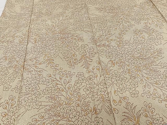 平和屋着物▽上質な紬 単衣 草花文 正絹 逸品 CAAW1390xi