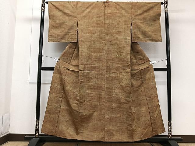 平和屋着物▽上質な紬　単衣　霞文　正絹　逸品　CAAW1399xi 平和屋着物▽上質な紬 単衣 霞文 正絹 逸品 CAAW1399xi