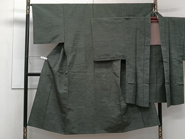 平和屋着物▽男性　紬　単衣　アンサンブル　革色　正絹　逸品　CAAW1536xi