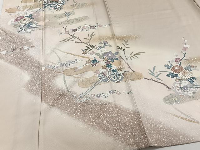 平和屋着物▽訪問着 単衣 花車文 暈し染め 金彩 正絹 逸品