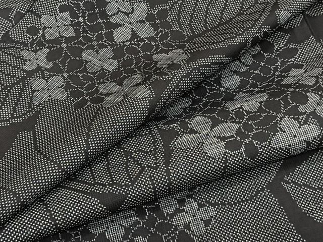 平和屋着物▽本場大島紬　単衣　7マルキ　草花文　正絹　逸品　CAAW1556xi