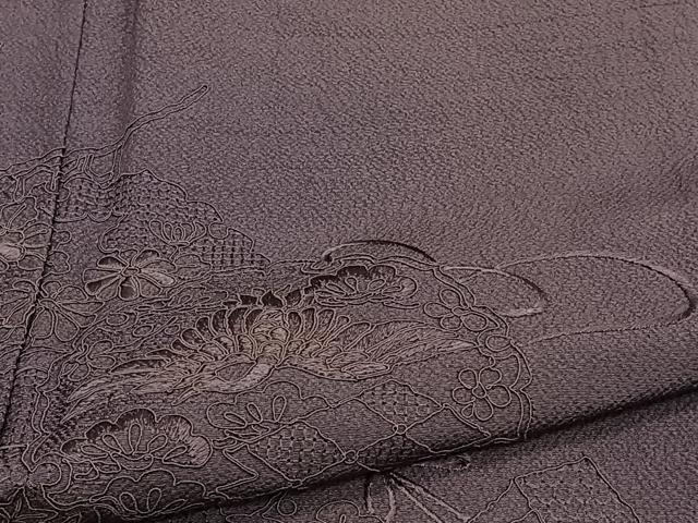 平和屋着物▽中国三大刺繍 スワトウ刺繍 総刺繍 訪問着 単衣 鏡浦花鳥