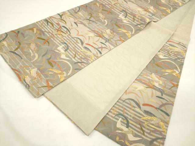 平和屋着物▽スリーシーズン　春夏秋　六通柄袋帯　唐織　鳳凰芝文　金糸　紙箱付き　正絹　逸品　CAAW1702ak_6